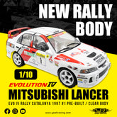 YABY-0001 Yeah Racing 1/10 Mitubishi Lancer EVO IV Rally Catalunya 1997 #1 Clear Body w/Rims Set