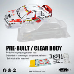 YABY-0001 Yeah Racing 1/10 Mitubishi Lancer EVO IV Rally Catalunya 1997 #1 Clear Body w/Rims Set