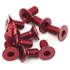 AHF-306RD Aluminum 7075 3x6mm Hex Socket Flat Head Screws 10pcs Red