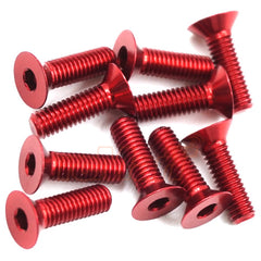 AHF-310RD Aluminum 7075 3x10mm Hex Socket Flat Head Screws 10pcs Red