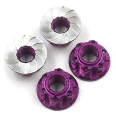 YA-0448PP 4mm Aluminium Wheel Flange Lock Nut 4pcs For RC Car Purple