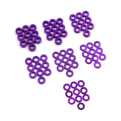 YA-0390PP Aluminum M3 X 6mm Flat Washer 0.25 / 0.5 / 1 / 1.5 / 2 / 2.5 / 3mm 10pcs Set Purple