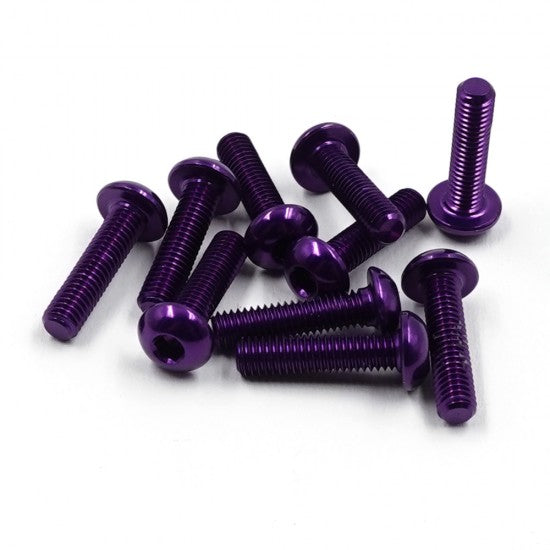 AHP-312PP Yeah Racing Aluminum 7075 3x12mm Hex Socket Button Head Screws 10pcs Purple