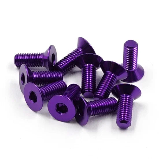 AHF-308PP Yeah Racing Aluminum 7075 3x8mm Hex Socket Flat Head Screws 10pcs Purple
