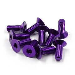 AHF-308PP Yeah Racing Aluminum 7075 3x8mm Hex Socket Flat Head Screws 10pcs Purple