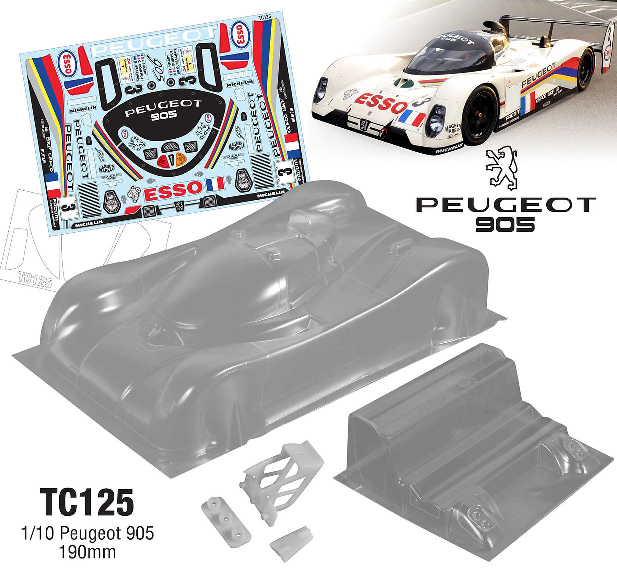 TC125 1/10 Peugeot 905, 190mm
