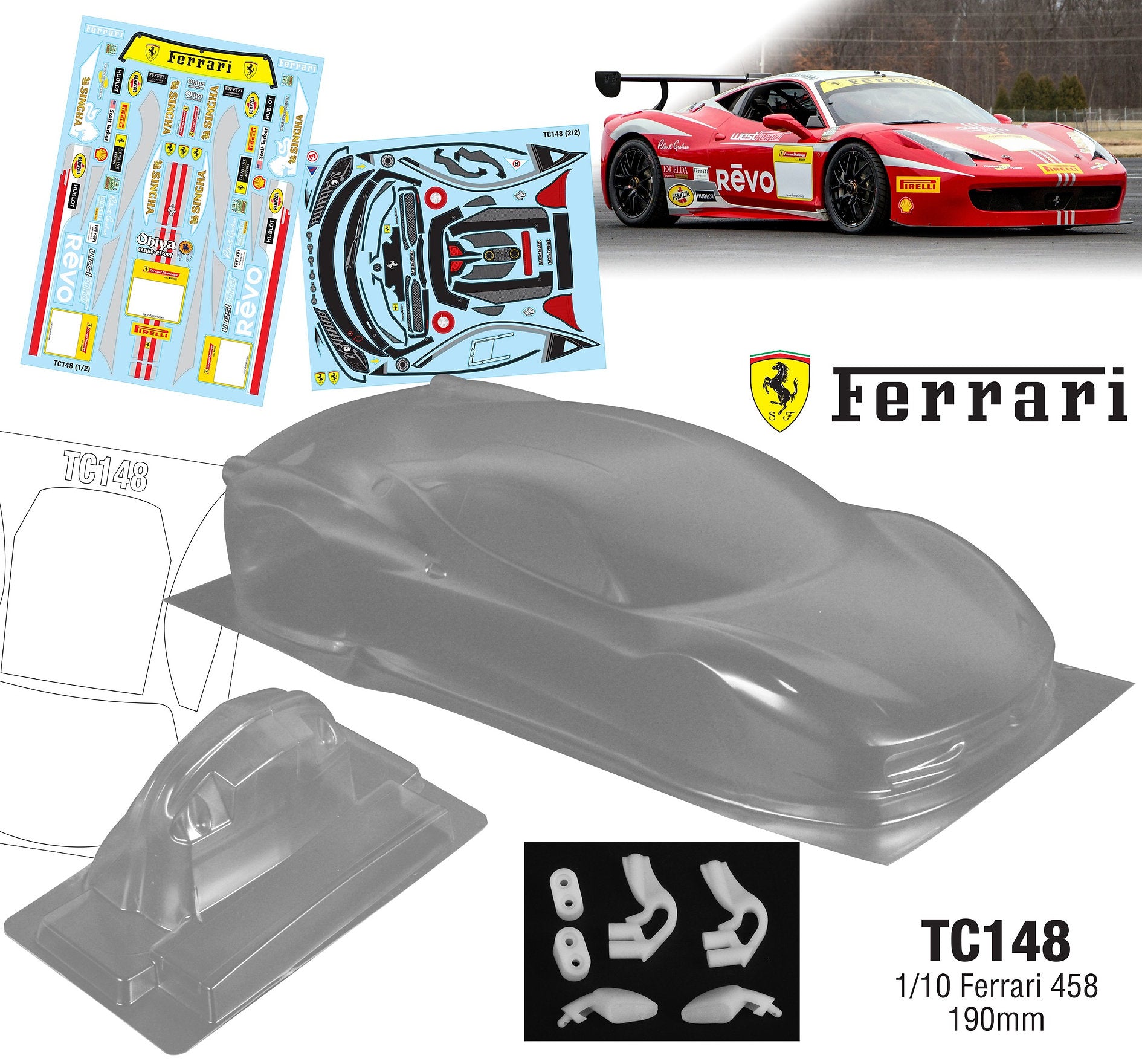 TC148 1/10 Ferrari 458 (190mm)