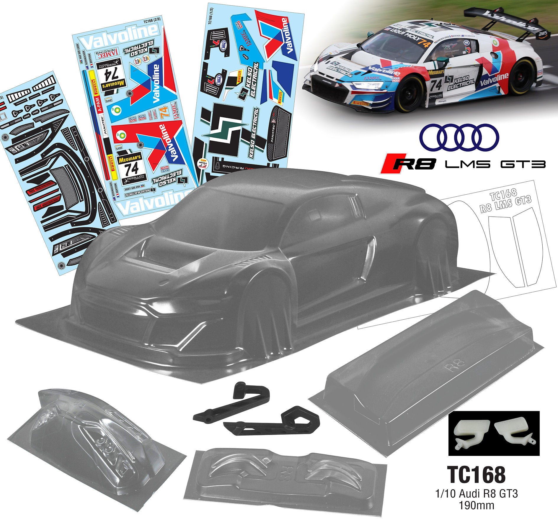 TC168 1/10 Audi R8 GT3 (190mm)