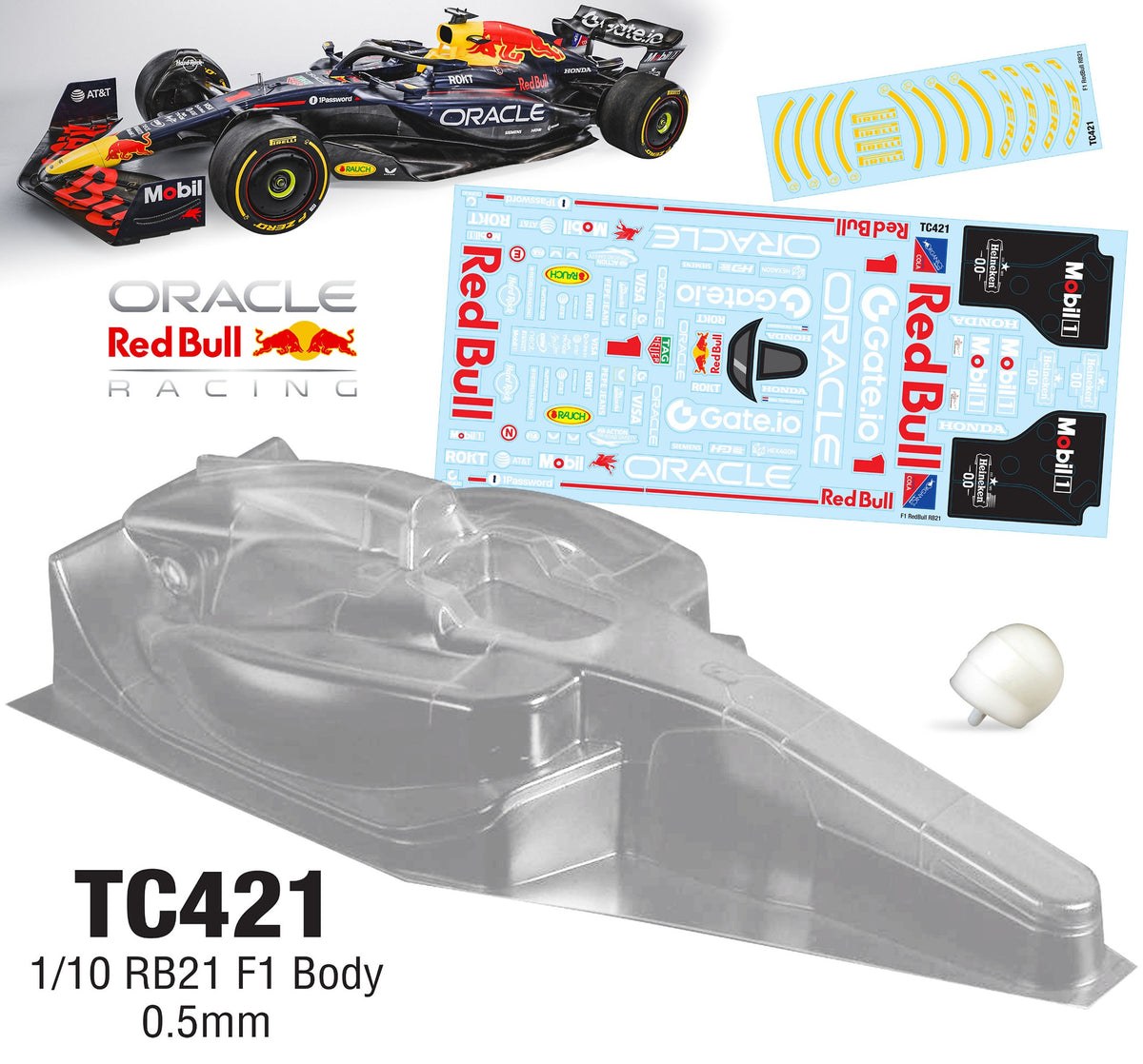 TC421 1/10 F1 RB21 BODY W/COLOR STICKER (0.5MM)