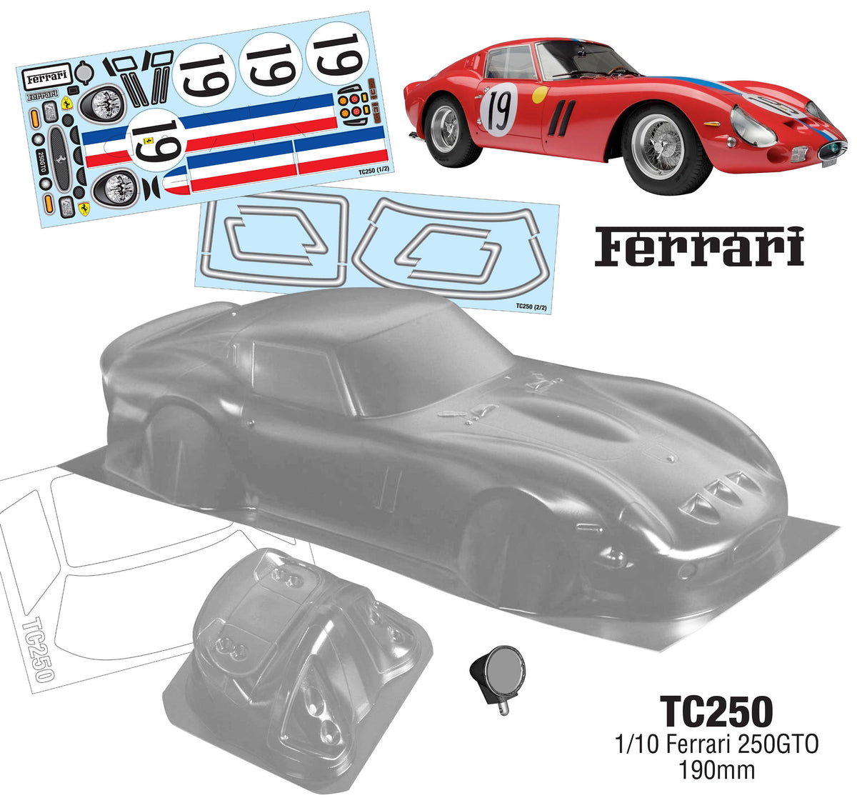 TC250 1/10 Ferrari 250GTO (190mm)