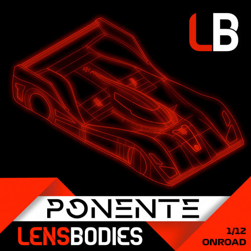 LB12PNT-UL LENSBODIES 1/12 ONROAD BODY PONENTE ULTRA LIGHT WEIGHT (0.3mm)