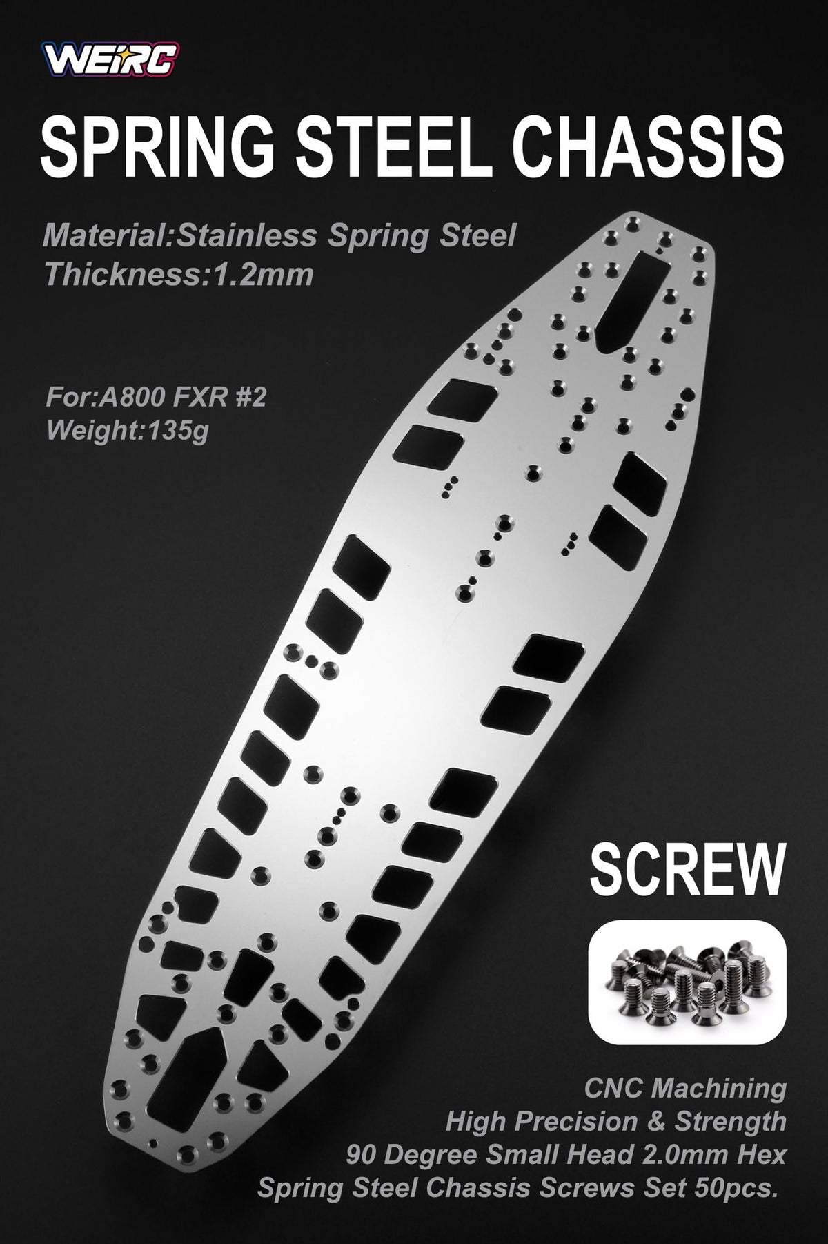 WEiRC Awesomatix A800R 1.2mmスチールシャーシ専用ビス WEiRC 1.2mm Spring Steel Chassis Awesomatix A800 FXR #2