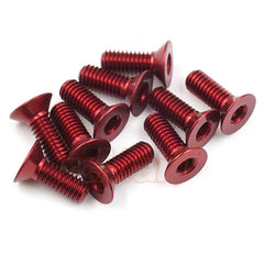 AHF-308RD Aluminum 7075 3x8mm Hex Socket Flat Head Screws 10pcs Red