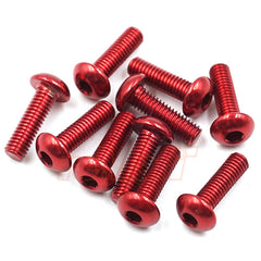 AHP-310RD Aluminum 7075 3x10mm Hex Socket Button Head Screws 10pcs Red