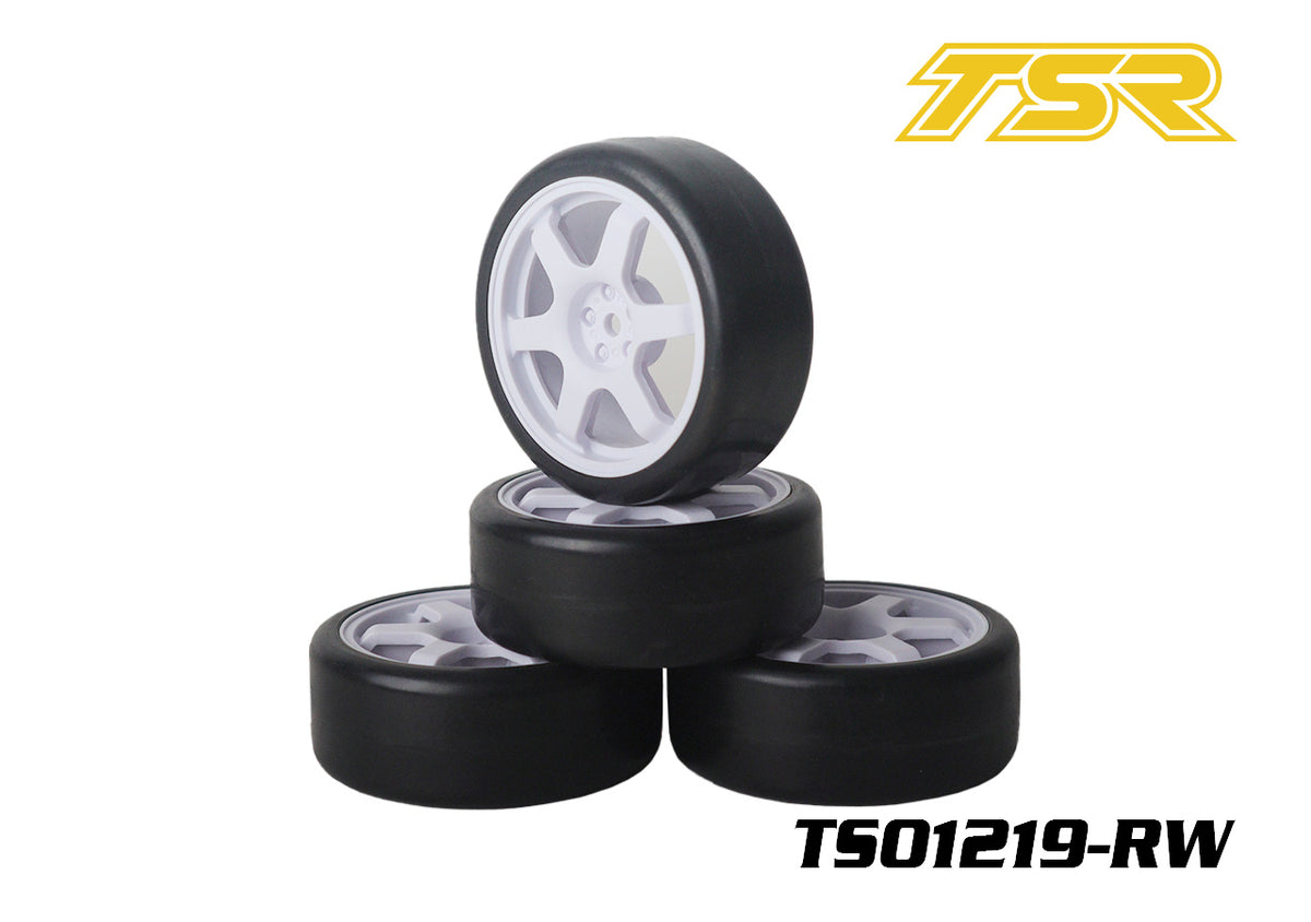 TS01219, 1:10 Pre-Mounted Touring Car Rubber Asphalt Slick Tires