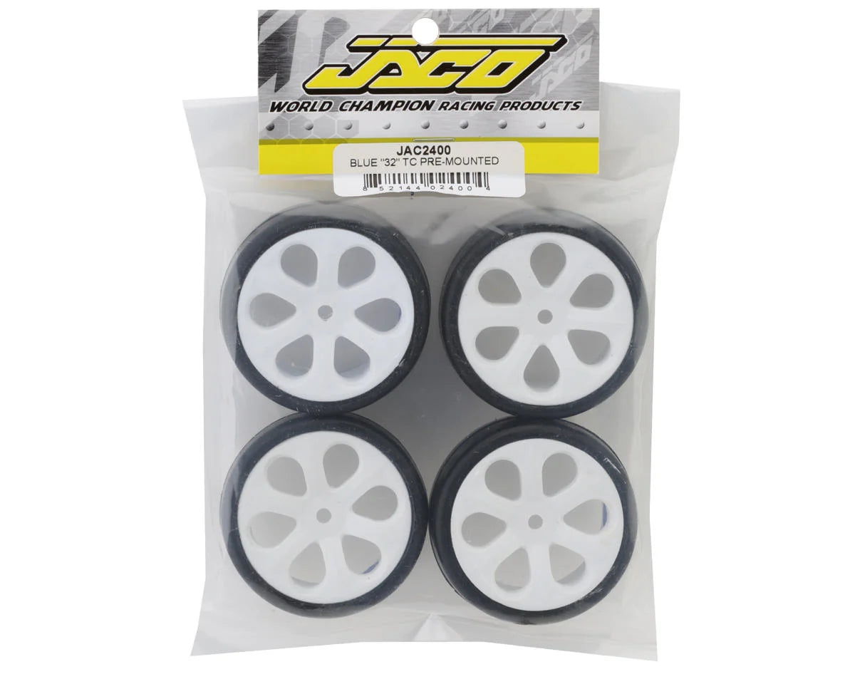 Jaco Pre-Mounted Touring Car Carpet Tires (4) (Blue) JAC2400