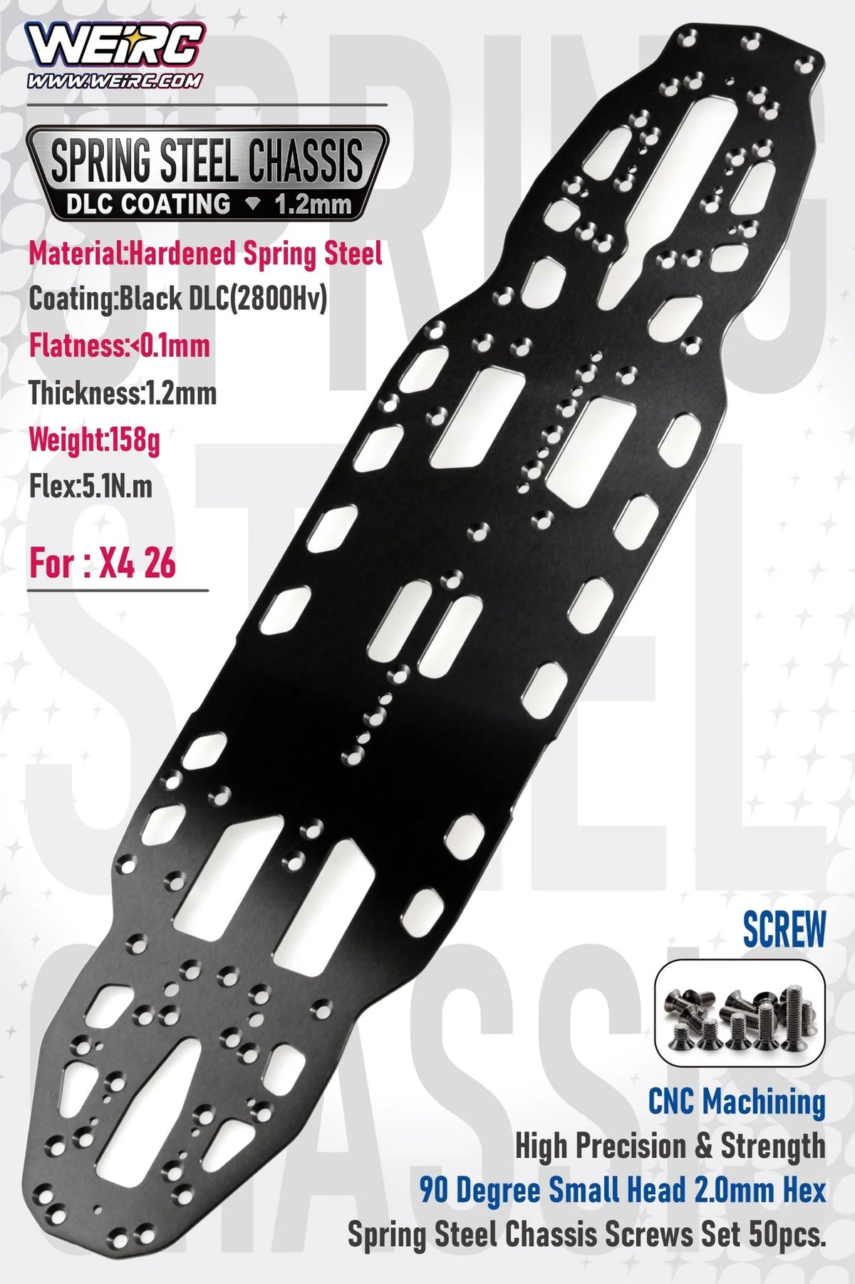 WEiRC DLC Spring Steel Chassis Xray X4 '26